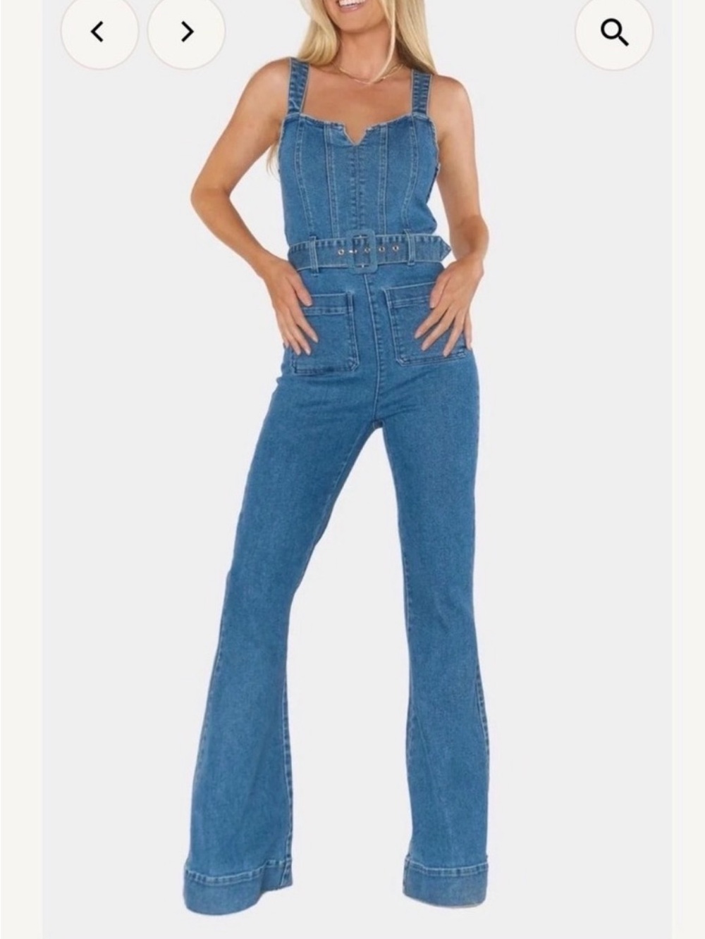 Show Me Your MuMu Blue Denim Belted Overalls